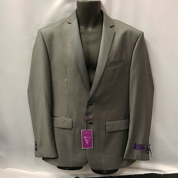 VINCI MENS SINGLE BREAST 2 BUTTON SLIM FIT TUXEDO - Picture 1 of 4